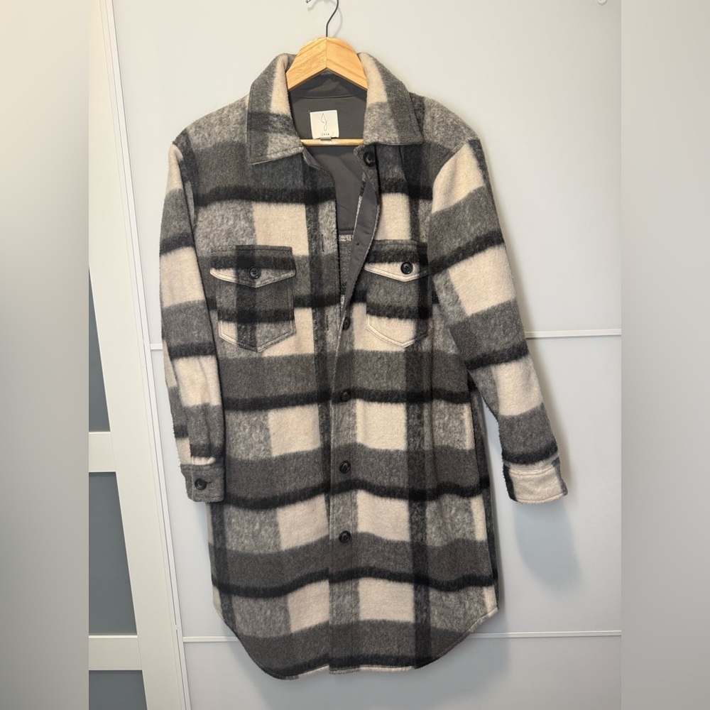 Joie Gray & Cream Long Shacket